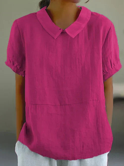 Top | Linen Blend Peter Pan Collar Blouse