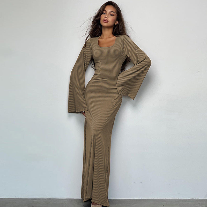 Dresses | Women’s Ribbed Knit Lace-Up Back Maxi Dress