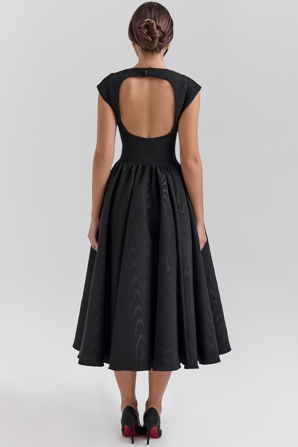 Dresses | Women’s Elegant Structured A-Line Open Back Midi Dress