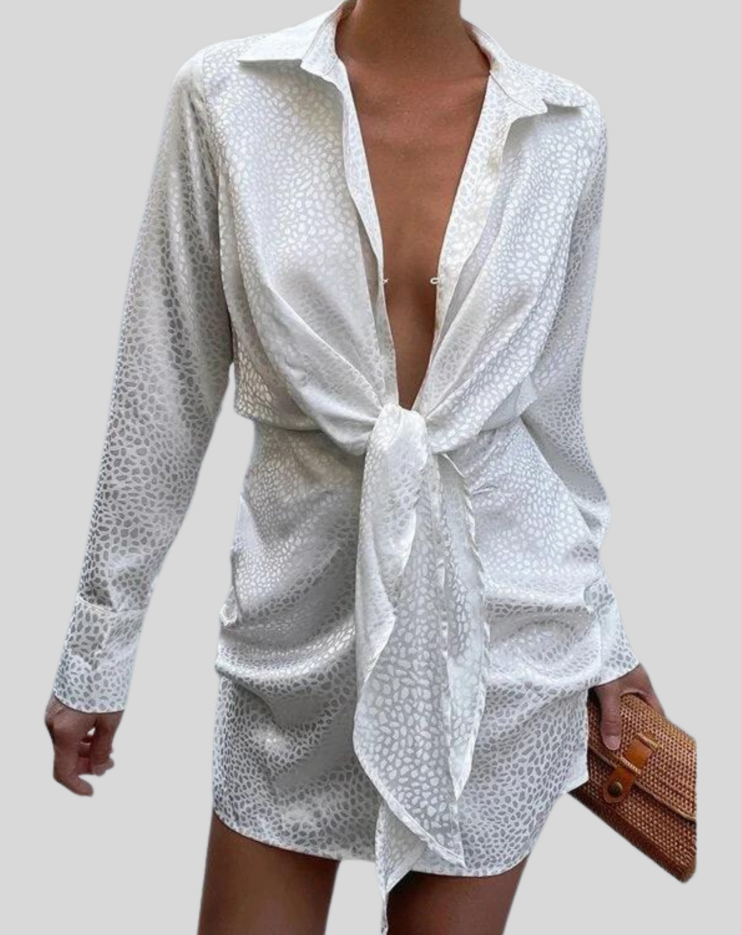 Dresses | Women’s Shimmer Ruched Front Tie Shirt Mini Dress