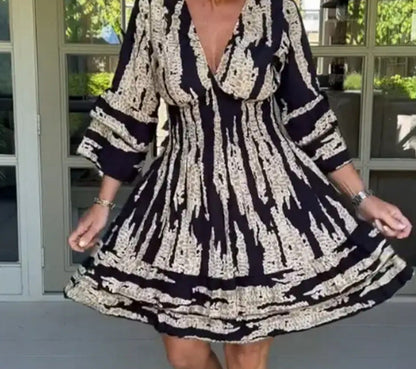 Dresses | Women’s Boho Tie-Dye Printed V-Neck Mini Dress