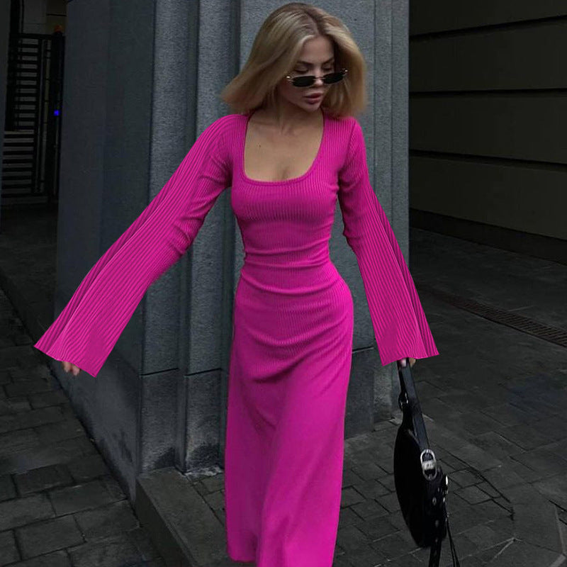Dresses | Women’s Ribbed Knit Lace-Up Back Maxi Dress