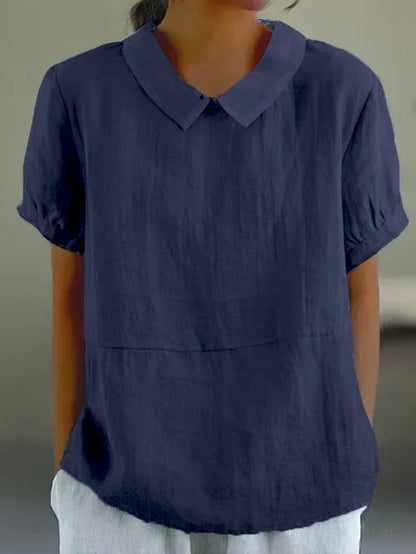 Top | Linen Blend Peter Pan Collar Blouse