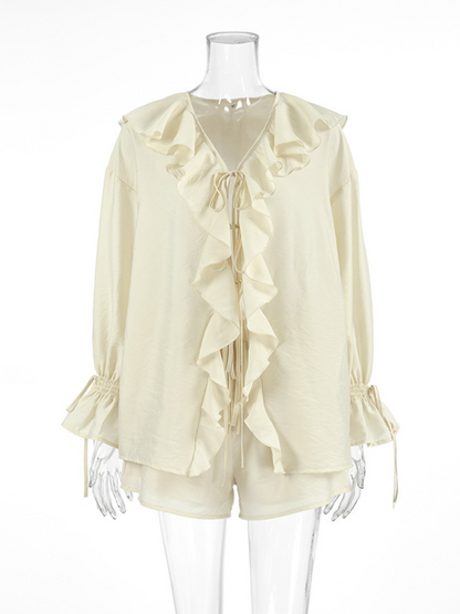 Tops | Women’s Ruffle Front Long Sleeve Casual Blouse