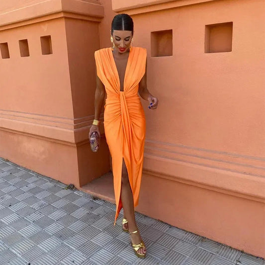 Dress | Deep V-Neckline with Figure-Hugging Fit