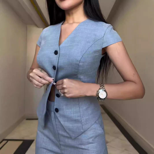 Jumpsuits | Women’s Button-Front Short Sleeve Wide-Leg Jumpsuit