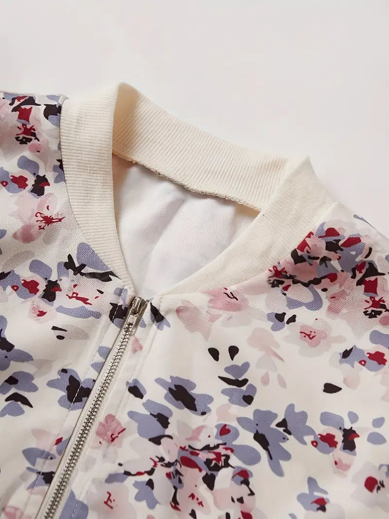 Jackets | Women’s Floral Lightweight Zip-Up Bomber Jacket