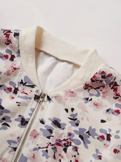 Jackets | Women’s Floral Lightweight Zip-Up Bomber Jacket