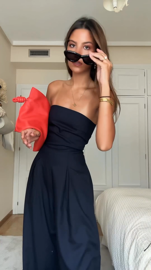 Jumpsuits | Women’s Strapless Wide-Leg Elegant Jumpsuit