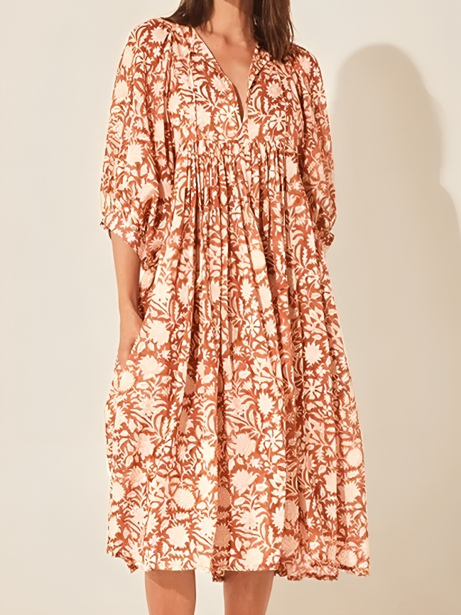 Dresses | Women’s Floral Print Puff Sleeve Casual Dress