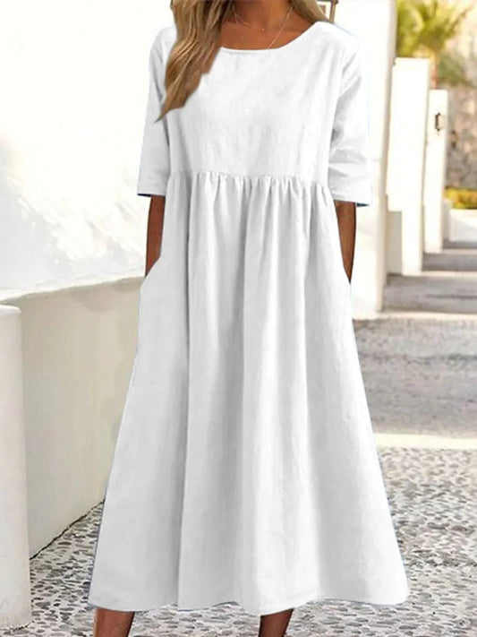 Dresses | Women’s Casual Empire Waist Midi Dress with Half Sleeves