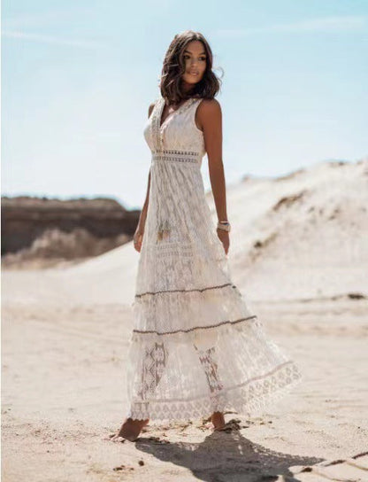 Dresses | Women’s Lace Bohemian Backless Maxi Dress