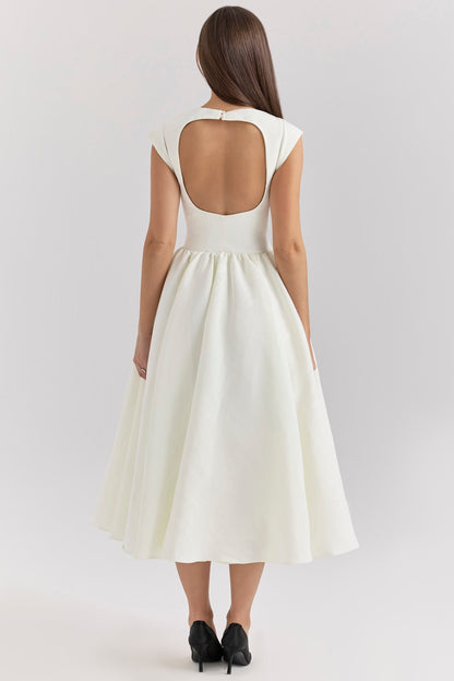 Dresses | Women’s Elegant Structured A-Line Open Back Midi Dress