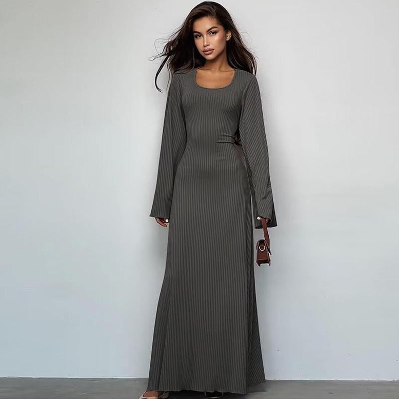Dresses | Women’s Ribbed Knit Lace-Up Back Maxi Dress