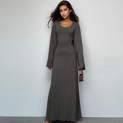 Dresses | Women’s Ribbed Knit Lace-Up Back Maxi Dress
