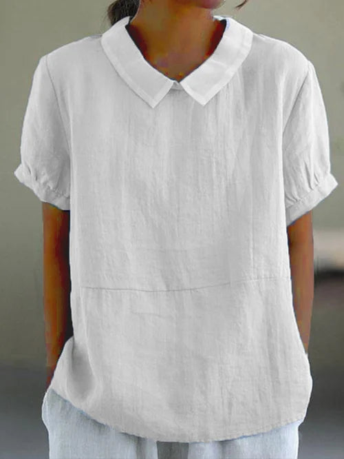 Top | Linen Blend Peter Pan Collar Blouse