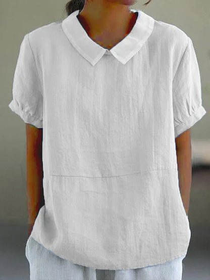Top | Linen Blend Peter Pan Collar Blouse