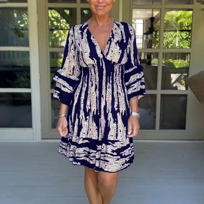 Dresses | Women’s Boho Tie-Dye Printed V-Neck Mini Dress