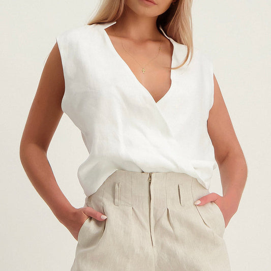 Tops | Women’s Casual Sleeveless V-Neck Blouses in Solid