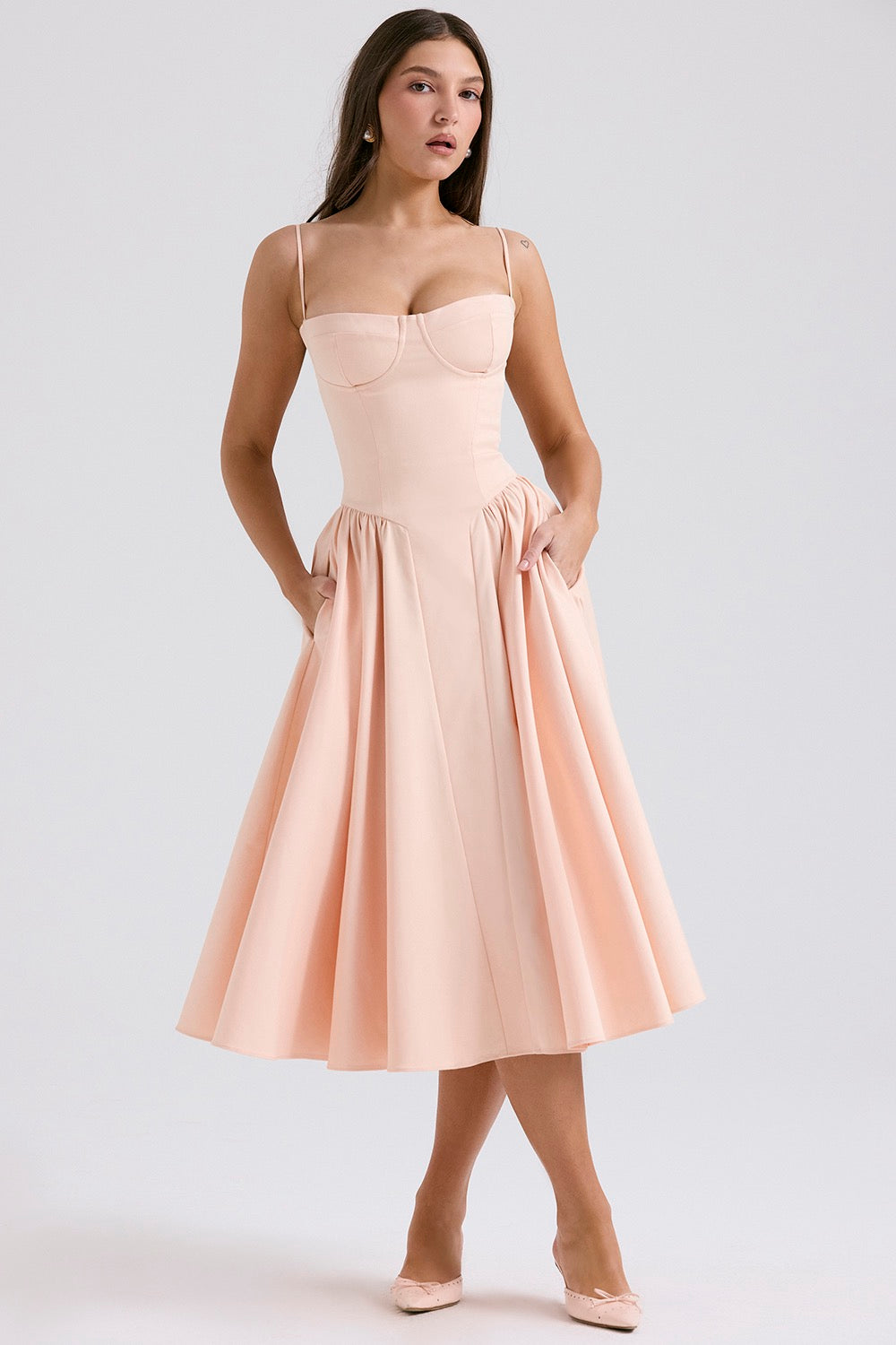 Dress | Flowing V-Neck Midi with Waist Detail