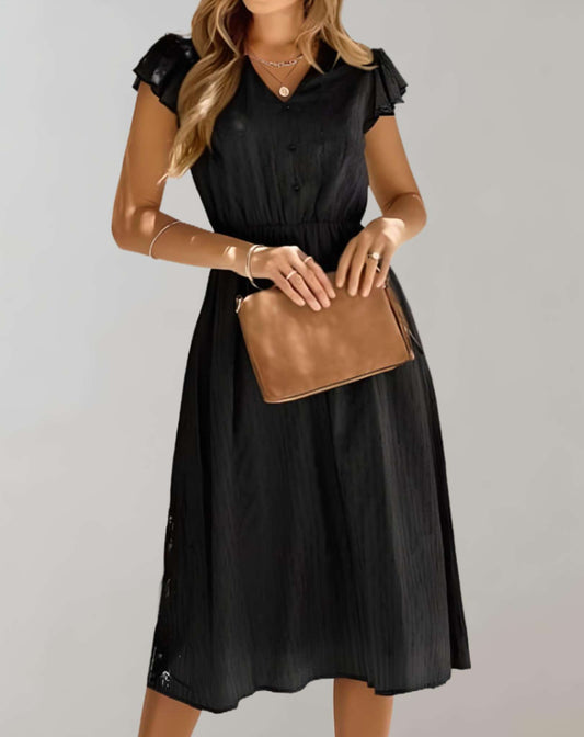 Dresses | Women’s Flutter Sleeve V-Neck Midi Dress