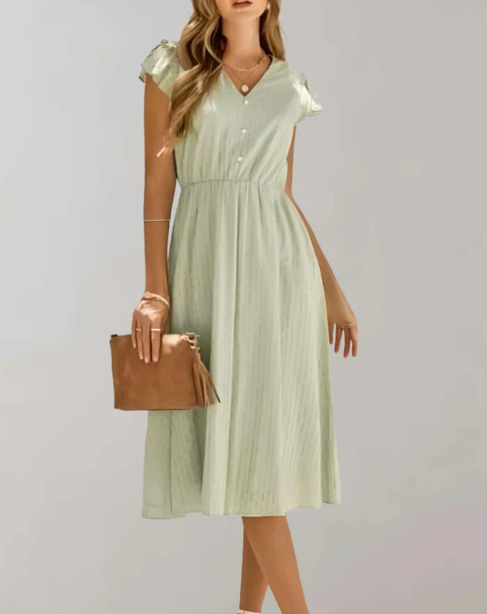 Dresses | Women’s Flutter Sleeve V-Neck Midi Dress