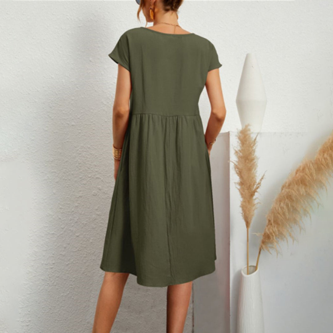 Dresses | Women’s Casual Short Sleeve Empire Waist Mini Dress with Pockets