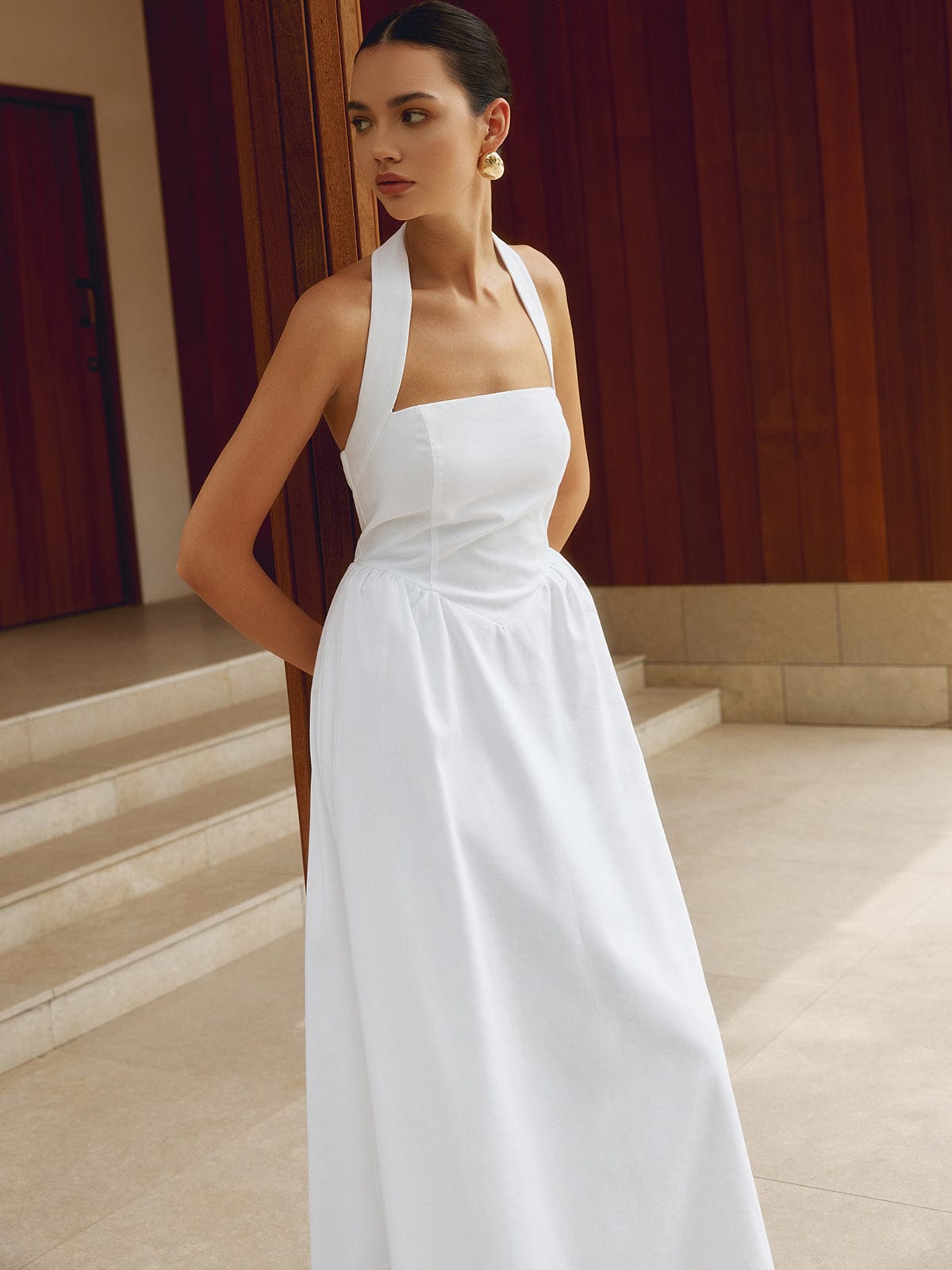 Dresses | Women’s Halter Neck Open-Back A-Line Maxi Dress