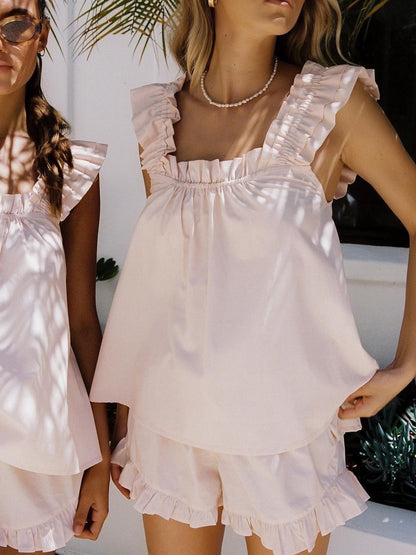 Loungewear | Women’s Ruffle Trim Two-Piece Pajama/Lounge Set