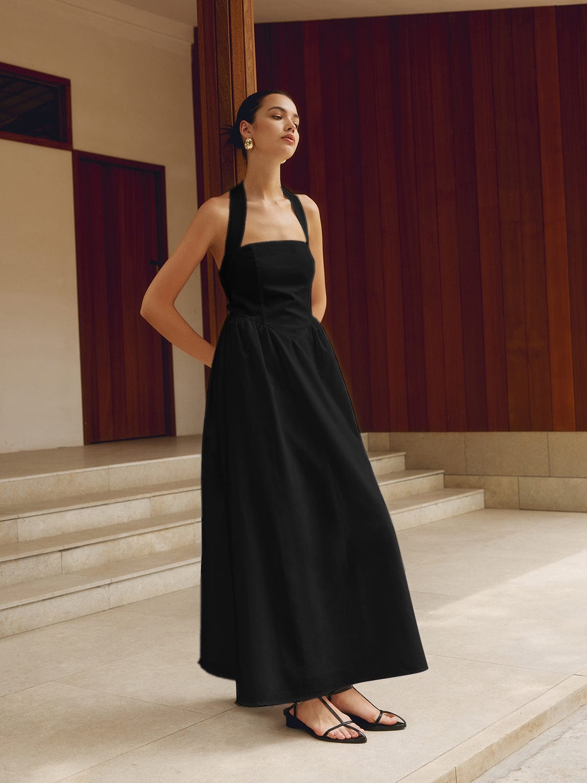 Dresses | Women’s Halter Neck Open-Back A-Line Maxi Dress