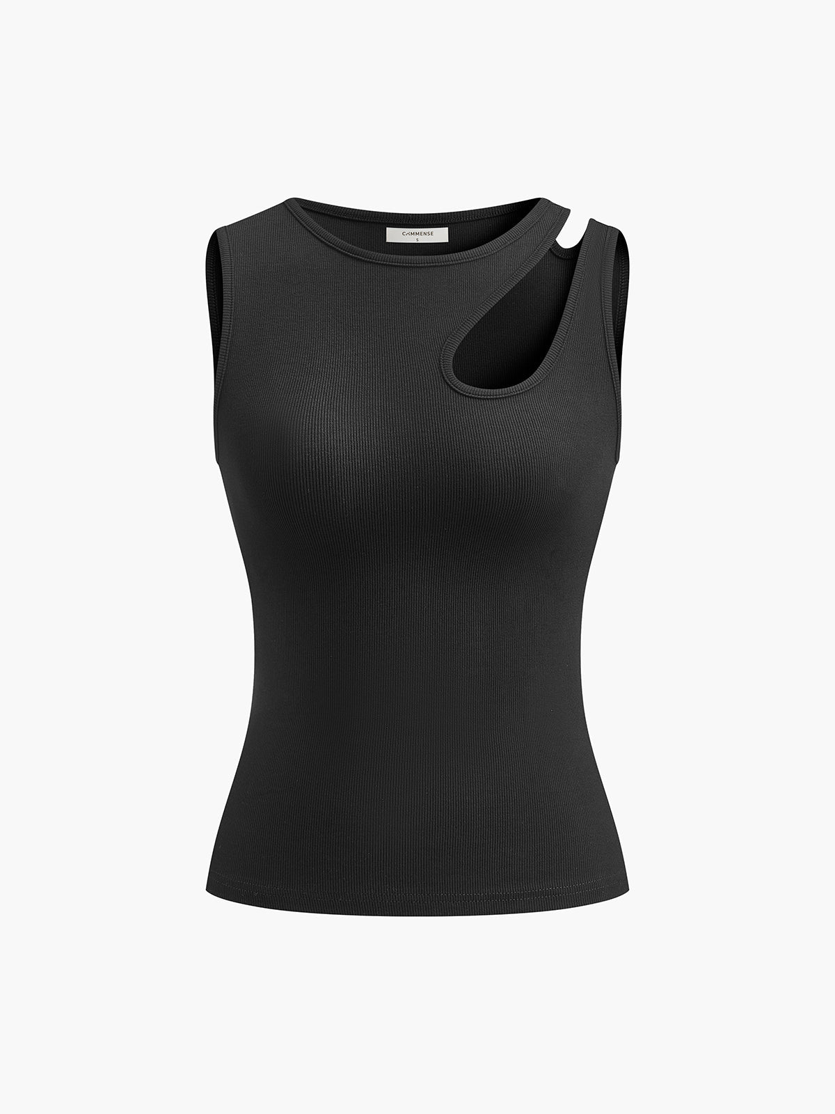 Top | Ribbed Cotton Blend with Asymmetrical Cutout