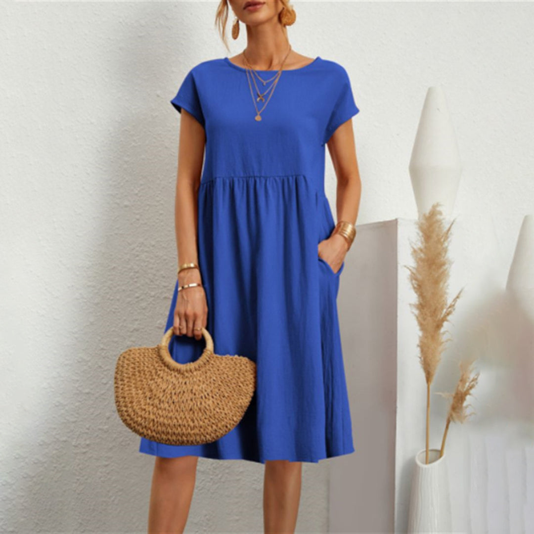 Dresses | Women’s Casual Short Sleeve Empire Waist Mini Dress with Pockets