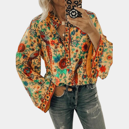Tops | Women’s Boho Floral Print Wide Sleeve Blouse