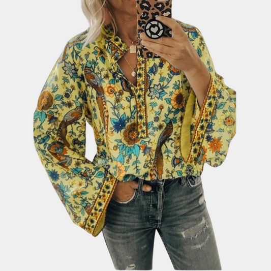 Tops | Women’s Boho Floral Print Wide Sleeve Blouse