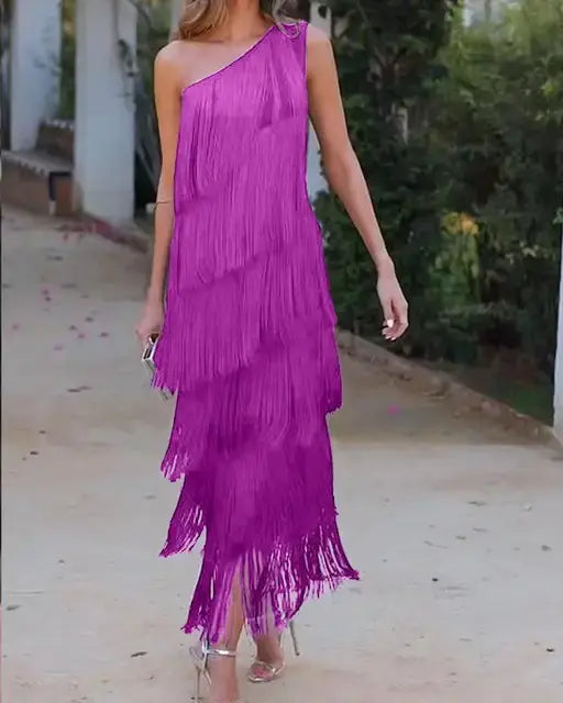 Dresses | Women’s Fringe Layered Sleeveless Party Dress