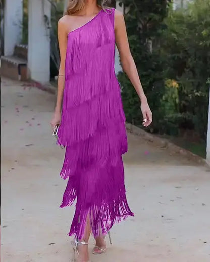 Dresses | Women’s Fringe Layered Sleeveless Party Dress