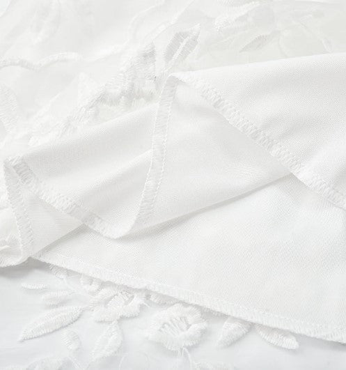 Dresses | Women’s White Lace V-Neck Mini Dress with Floral Embroidery