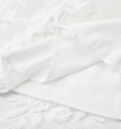 Dresses | Women’s White Lace V-Neck Mini Dress with Floral Embroidery
