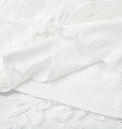Dresses | Women’s White Lace V-Neck Mini Dress with Floral Embroidery