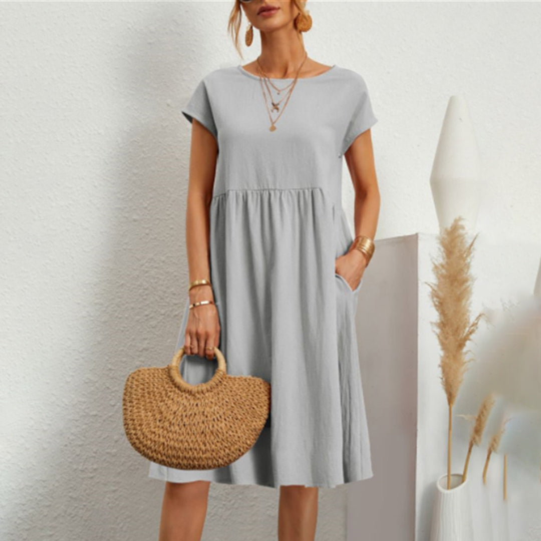 Dresses | Women’s Casual Short Sleeve Empire Waist Mini Dress with Pockets
