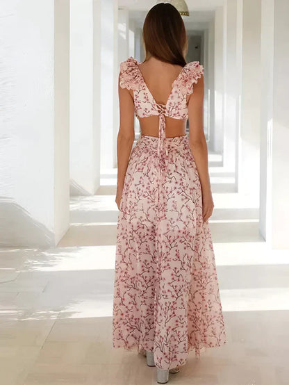 Dresses | Women’s Lace Floral Deep V-Neck Maxi Dress with Slit