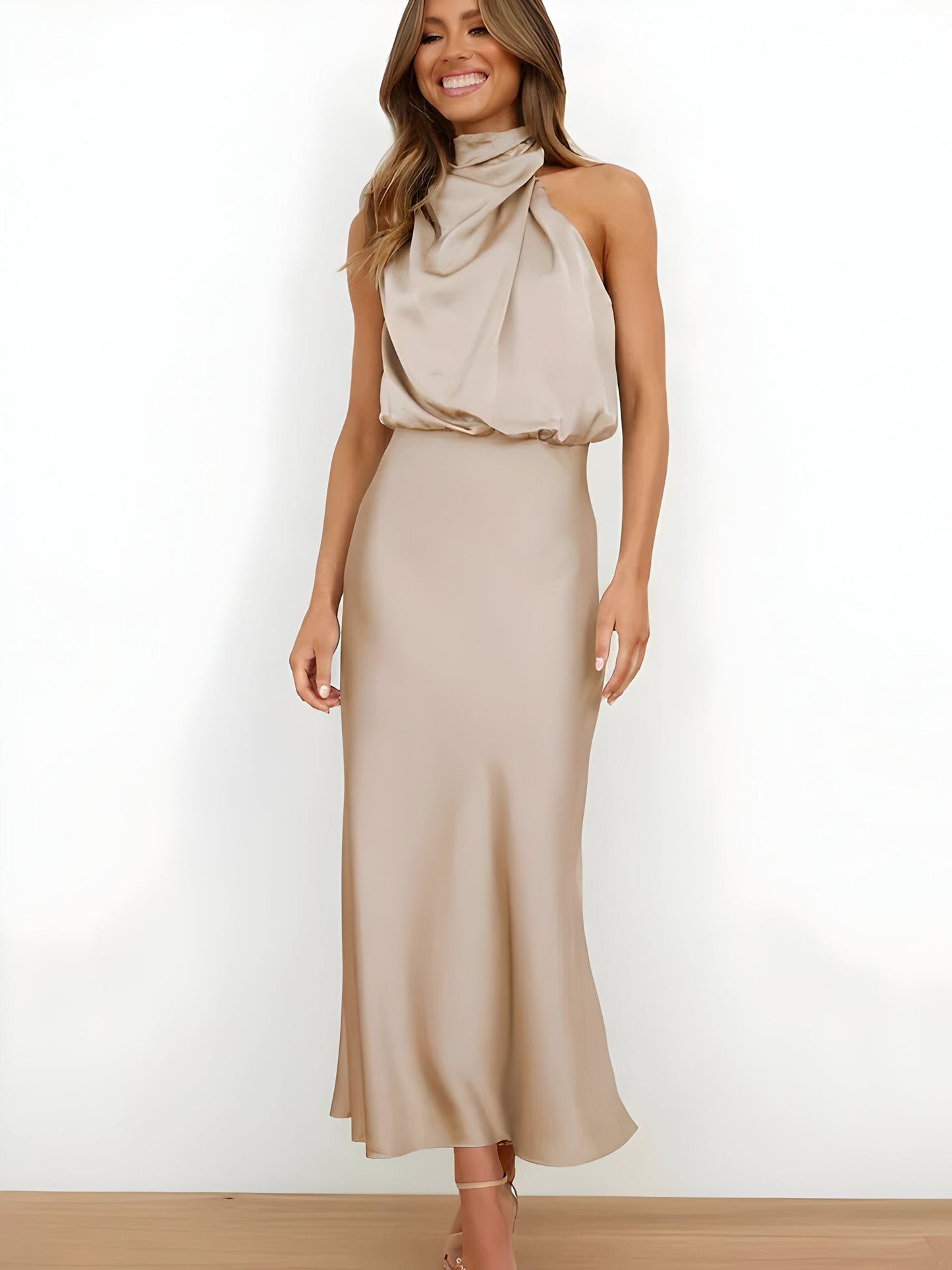 Dresses | Women’s Satin Cowl Neck Sleeveless Midi Dress