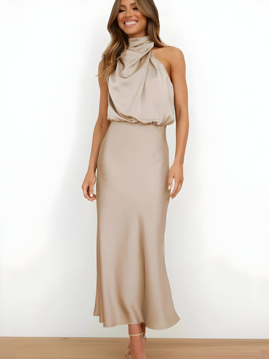 Dresses | Women’s Satin Cowl Neck Sleeveless Midi Dress