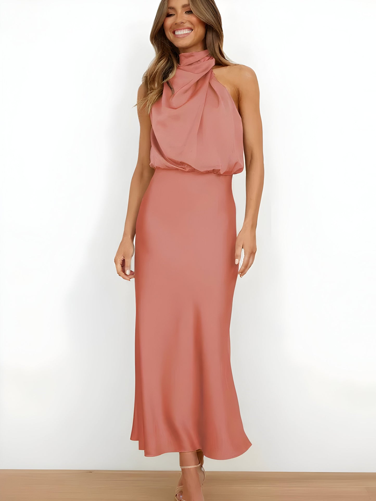 Dresses | Women’s Satin Cowl Neck Sleeveless Midi Dress