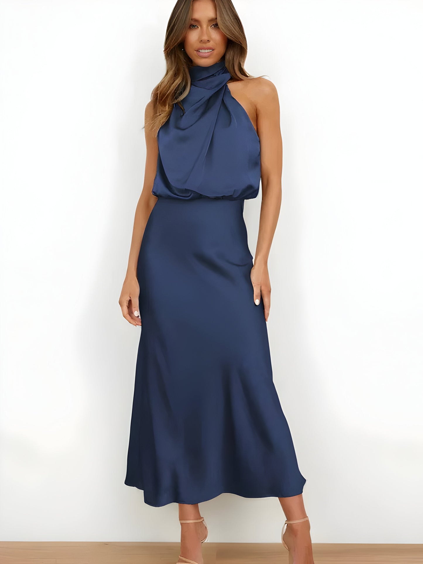 Dresses | Women’s Satin Cowl Neck Sleeveless Midi Dress