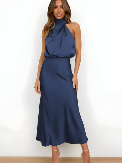 Dresses | Women’s Satin Cowl Neck Sleeveless Midi Dress