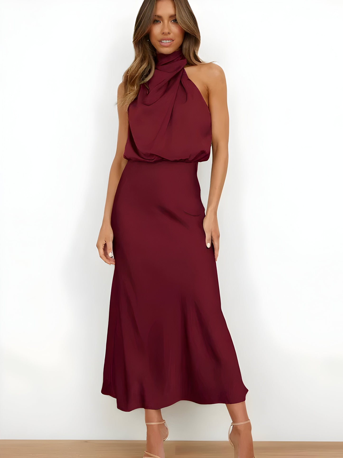 Dresses | Women’s Satin Cowl Neck Sleeveless Midi Dress