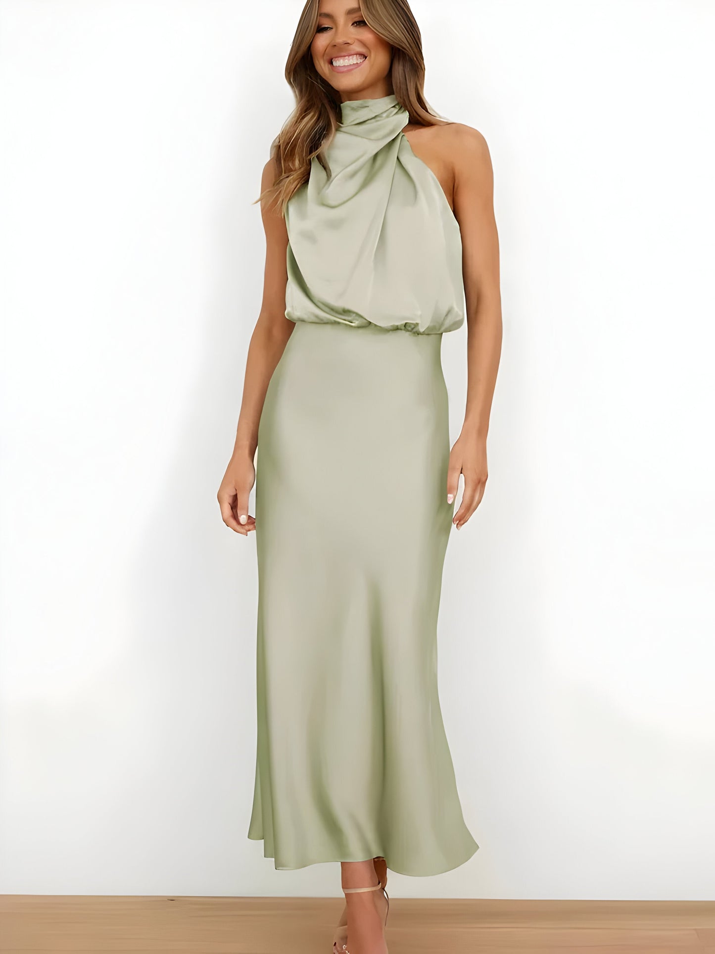 Dresses | Women’s Satin Cowl Neck Sleeveless Midi Dress