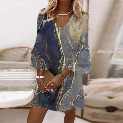 Dresses | Women’s Printed V-Neck Bell Sleeve Mini Dress