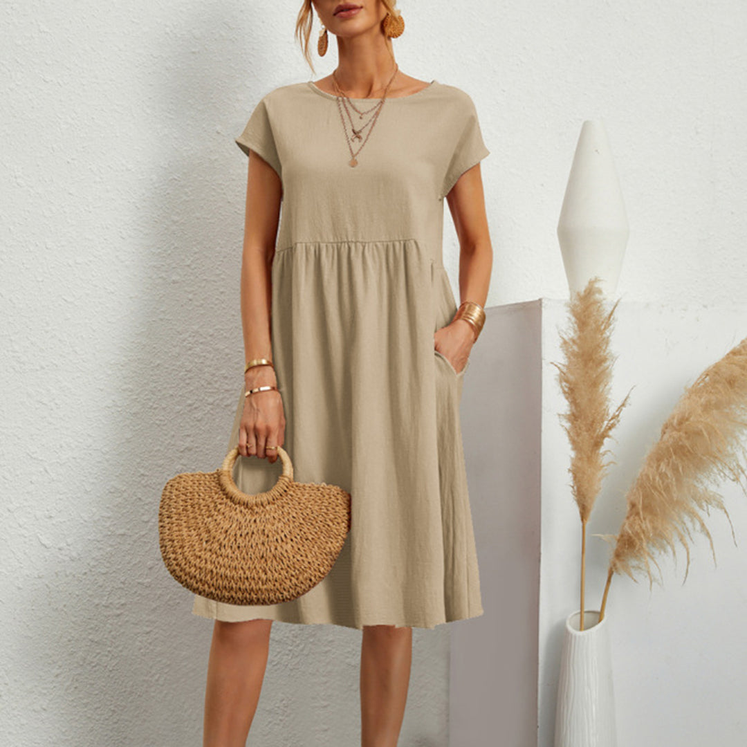 Dresses | Women’s Casual Short Sleeve Empire Waist Mini Dress with Pockets